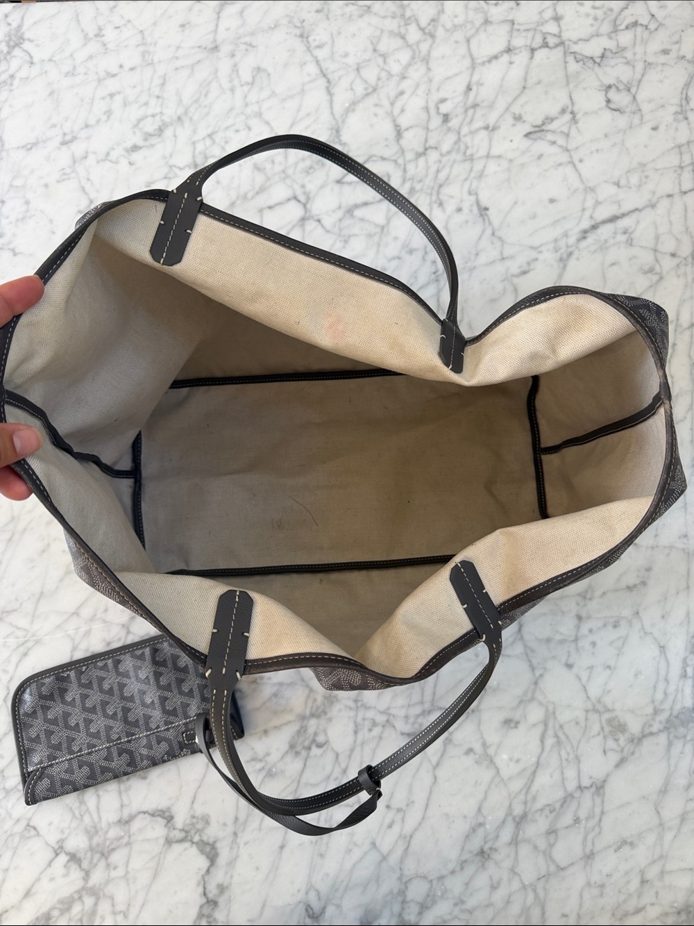 Goyard Saint Louis PM Tote Bag in Gray with 1 interior detachable snap pouch - Picture 9 of 13